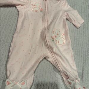 Little Me Pink Cat Embroidered Footie